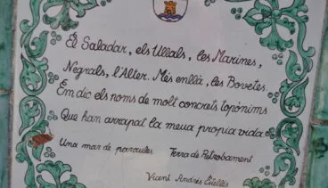 Poema de Estellés en la ermita de Sant Joan de Dénia