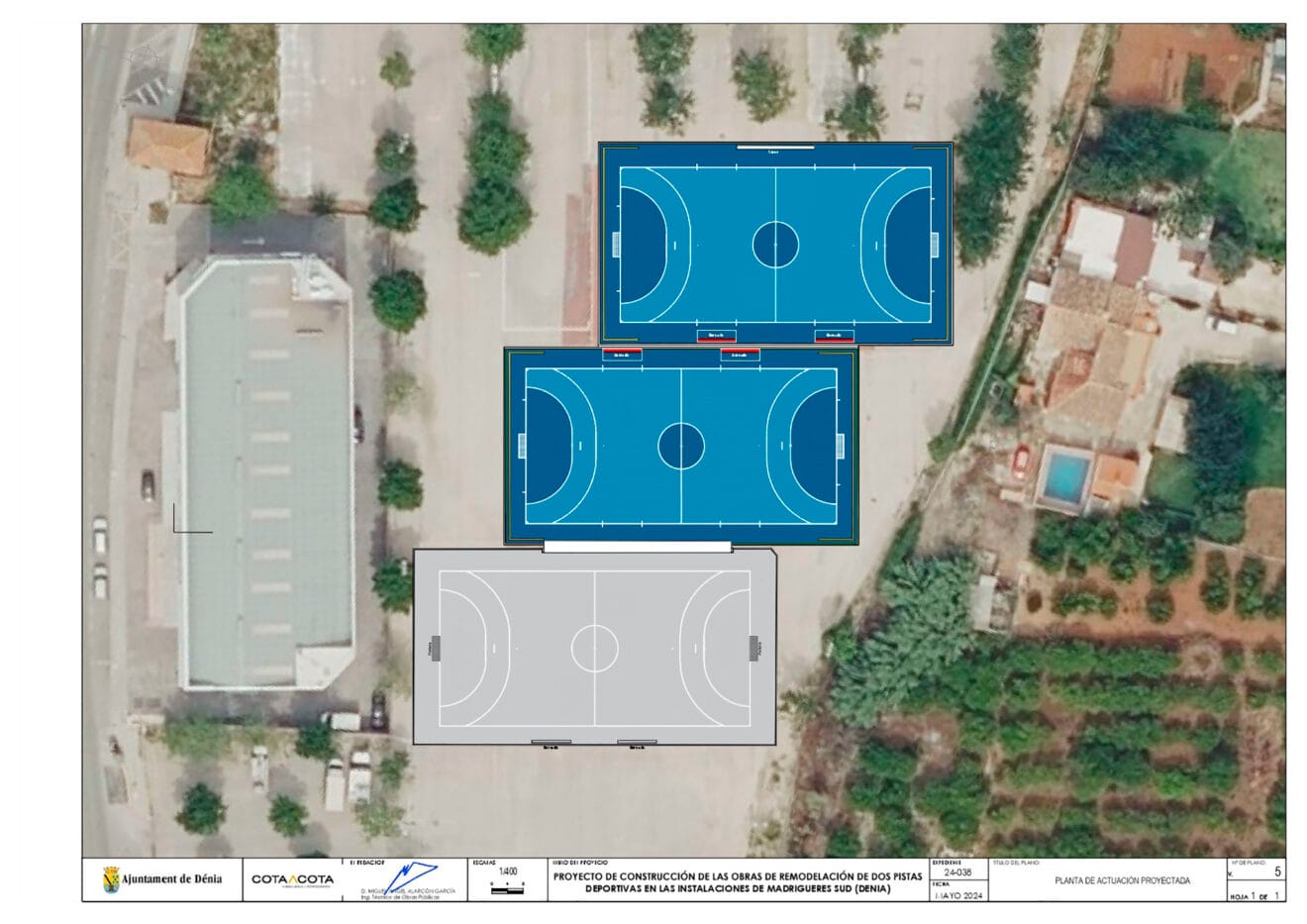 Proyecto de remodelación de dos pistas deportivas de Dénia en Madrigueres