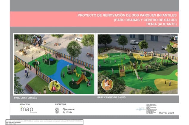 El Ayuntamiento de Dénia renovará los parques infantiles del Chabàs y el Centro de Salud y el merendero y la zona de tirolinas del Bosc de Diana 1 Imagen: Proyecto de renovación de los parques de Chabàs y del Centro de Salud
