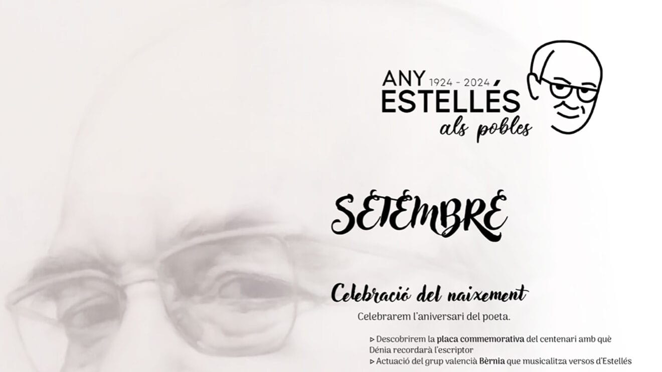 Cartel de eventos por el año de Vicent Andrés Estellés dest