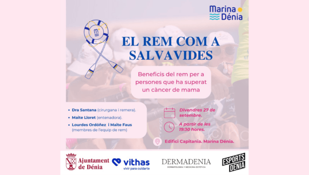 Imagen: Cartel de la charla El remo como salvavidas  en Marina Dénia