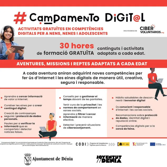 Juventud de Dénia abre el período de inscripción para el Campamento Digital 1 Imagen: Cartel del Campamento Digital de Dénia
