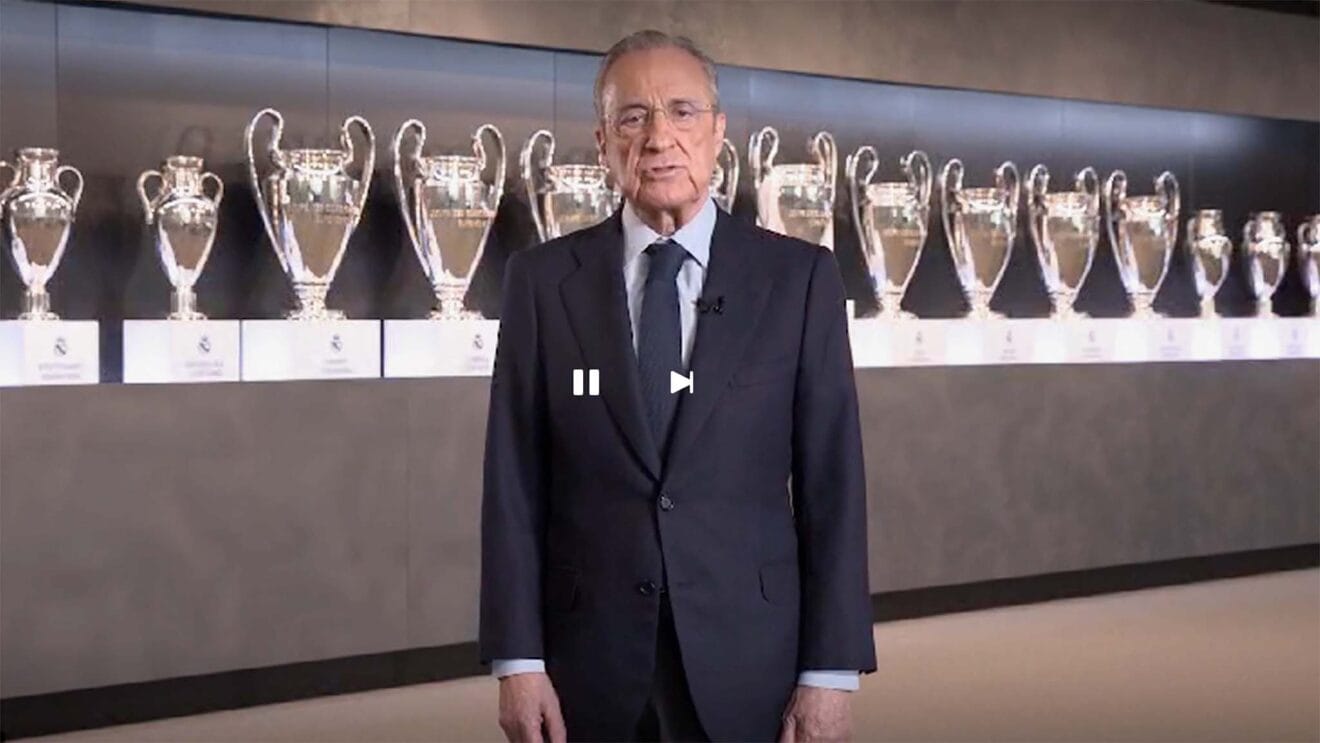 Florentino Pérez en el vídeo de felicitación a la peña madridista de Dénia