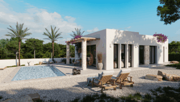 Piscina de Villa Hebe, adaptada al entorno mediterráneo