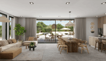 Relájate en este salón-comedor de Villa Hebe, luminoso y funcional