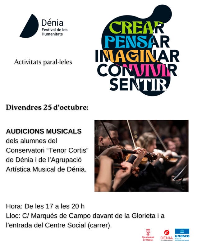 Imagen: Cartel de la actividad de audiciones musicales en el Dénia Festival de les Humanitats 2024