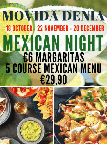 Disfruta de auténticos tacos mexicanos y margaritas en esta noche mexicana de Movida Dénia