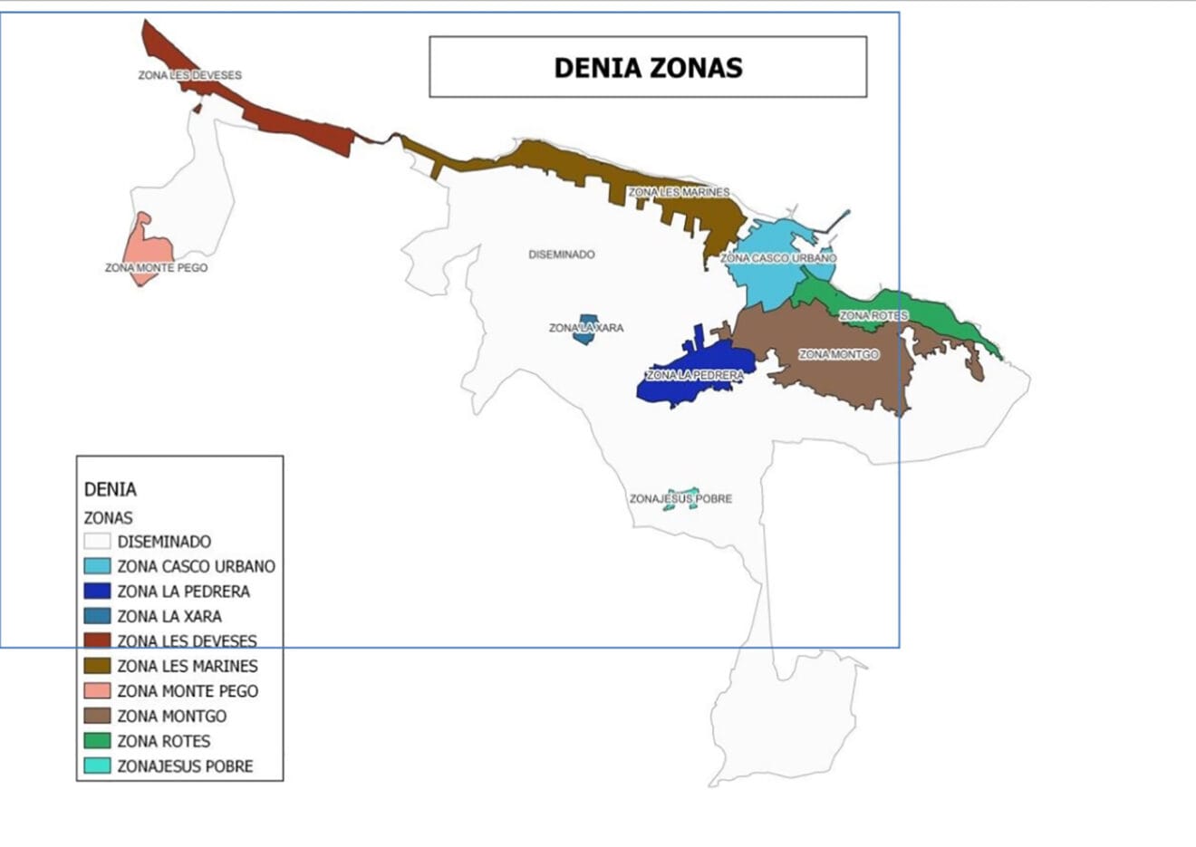 División por zonas