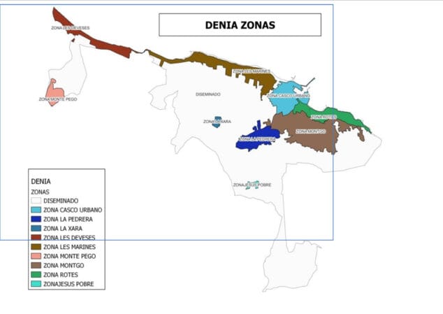 La tasa de basura aumentará en Dénia en un 20 % por vivienda en 2025: esto es lo que pagará cada zona 3 Imagen: División por zonas