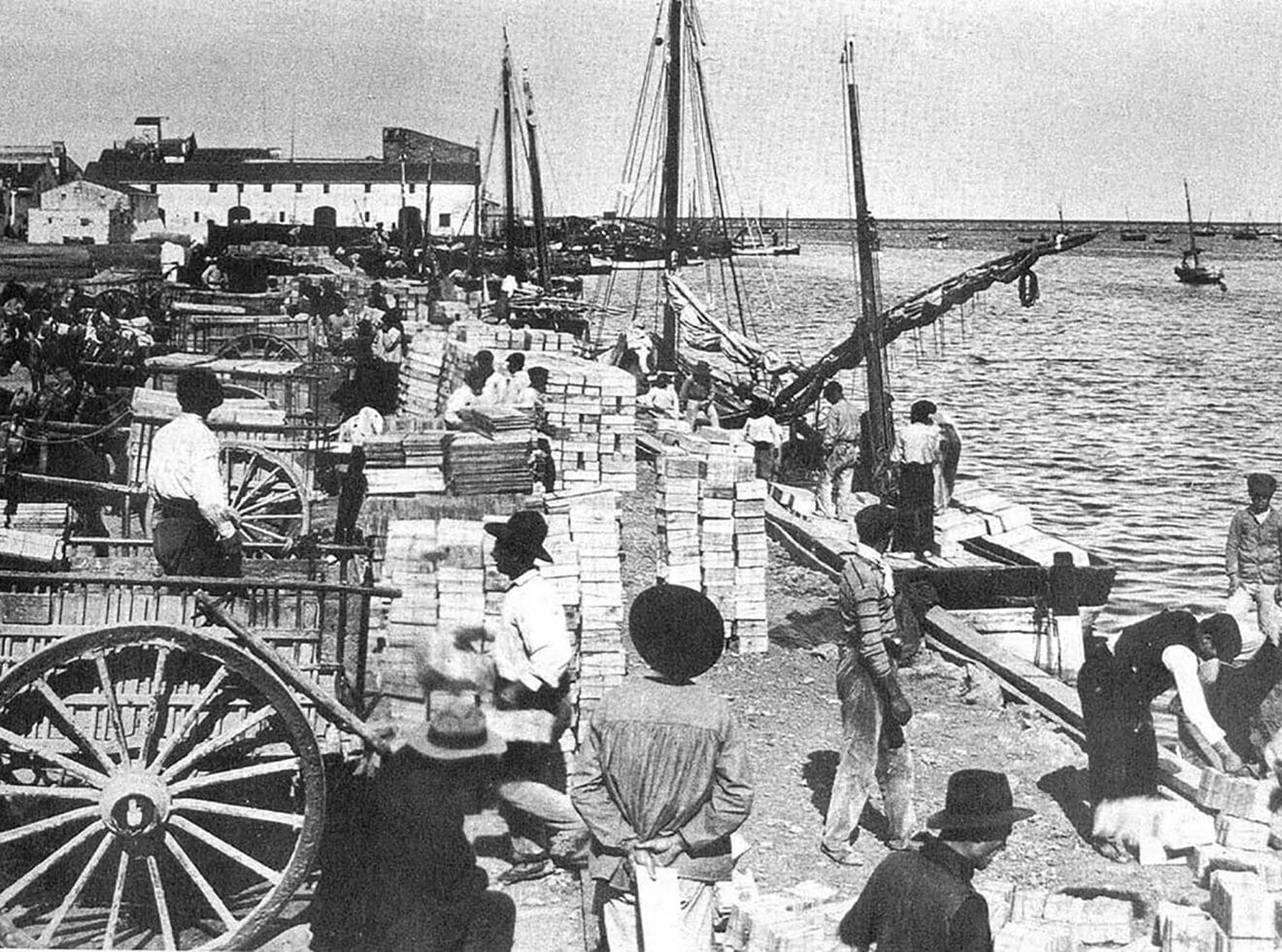 Embarcando cajas de pasas. Dénia.1881-1980, Emilio Oliver Sanz de Bremond.