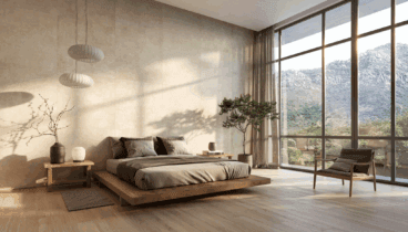 Muebles y decoración de formas suaves que recrean la calma y fluidez de las olas del mar