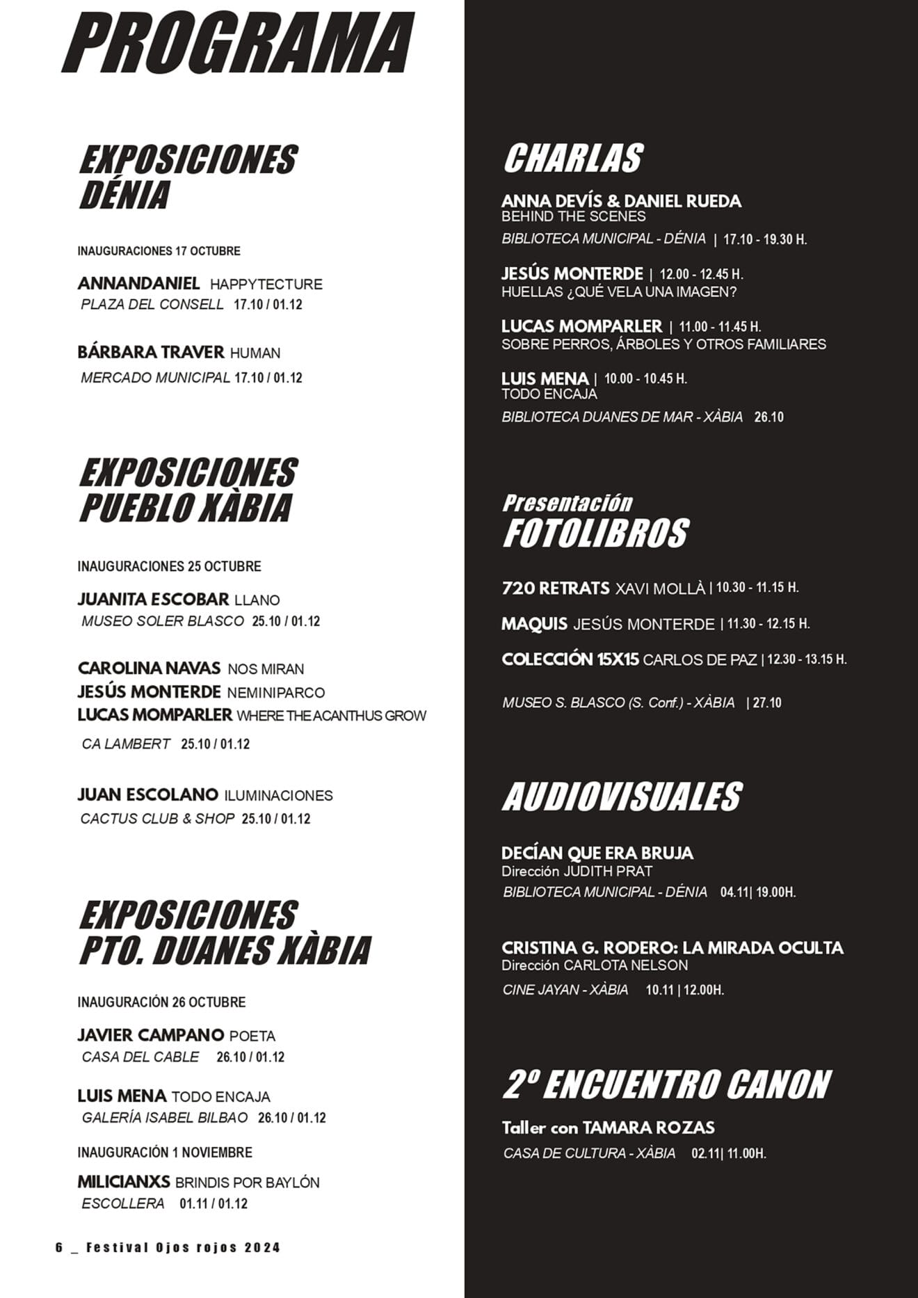 Programa del Festival Internacional de Fotografía Ojos Rojos