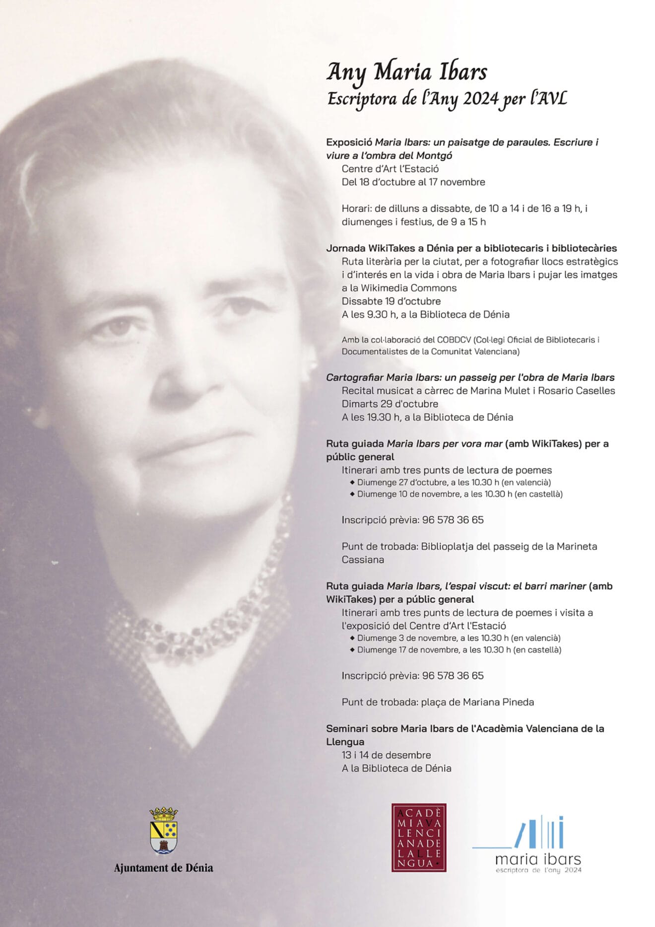 Programación de actividades por el Año Maria Ibars