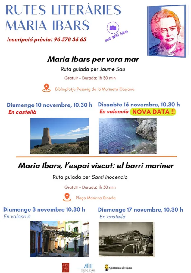 El Ayuntamiento de Dénia presenta dos rutas guiadas sobre la vida y obra de Maria Ibars, entre otras actividades conmemorativas 2 Imagen: Rutas literarias