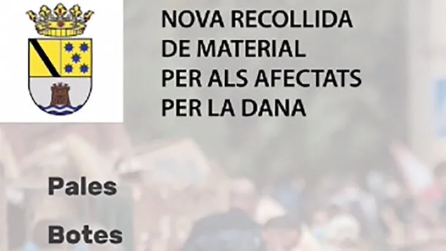 El Ayuntamiento de Dénia pide de nuevo colaboración ciudadana para ayudar a los afectados por la DANA 1 Imagen: Anuncio de la nueva recogida