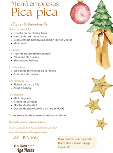 Menú de empresa Pica-pica en Hotel Les Rotes