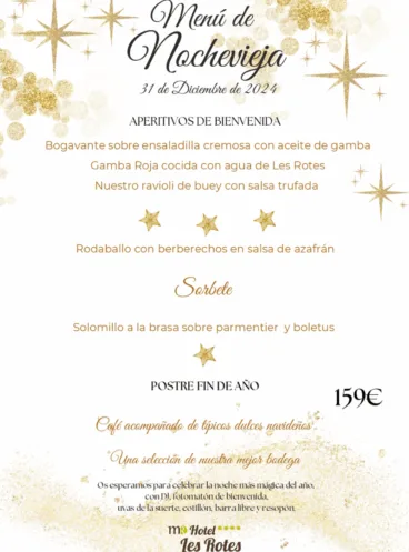 Menú de Nochevieja 2024 de Hotel Les Rotes