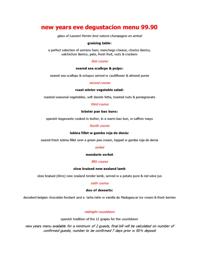 menu degustacion para nochevieja 2024 en movida denia ingles