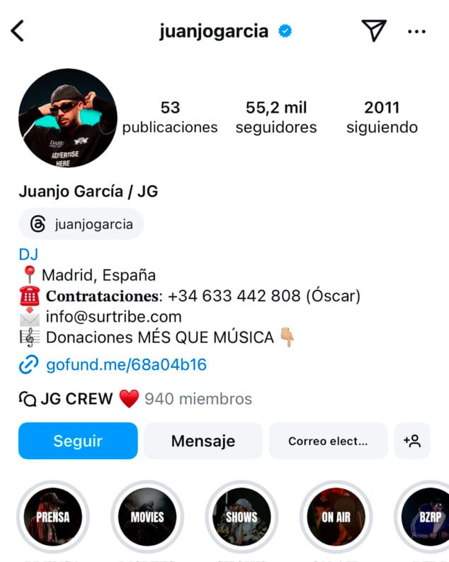 Imagen: Perfil de Instagram de Juanjo