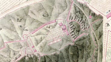 plano geometrico de la ciudad y castillo de denia donde se manifiesta el proyecto de la nueva fortificacion dest