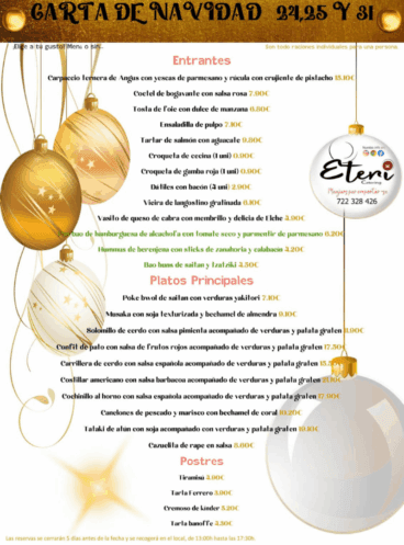 Platos de Navidad de Eteri Catering