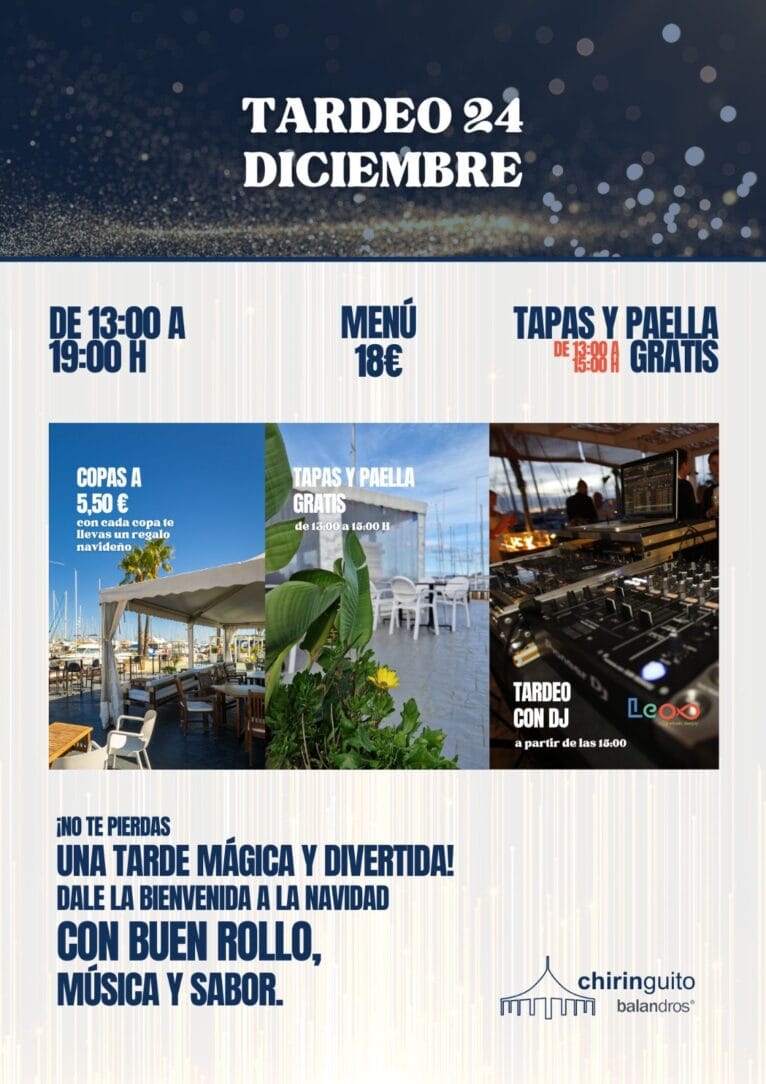 Disfruta del tardeo la víspera de Navidad en el Chiringuito Club Naútico Dénia