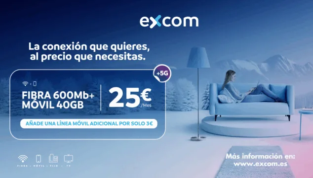 Imagen: ¡Fibra y móvil al mejor precio 600Mb + 40GB por solo 25€!