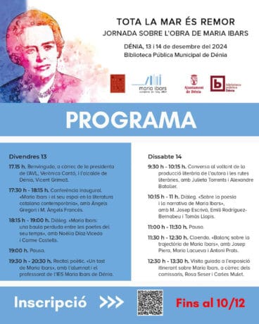 Programa de la jornada de Maria Ibars