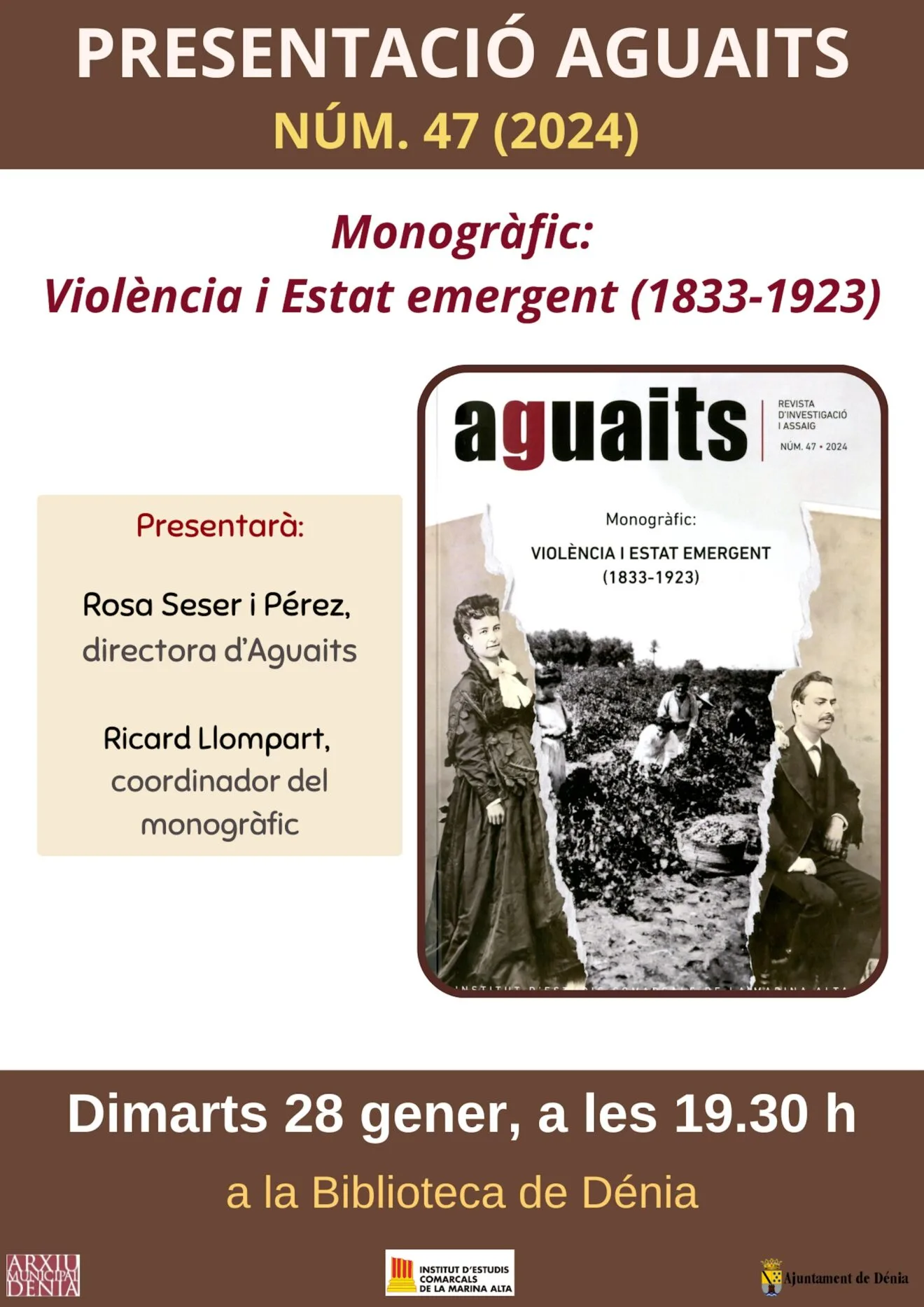 Cartel de la apresentación de la revista Aguaits