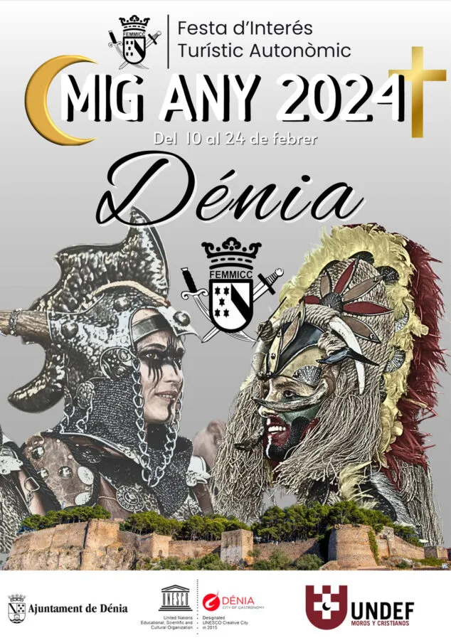 Programa completo del Mig Any de Moros y Cristianos 2024 en Dénia 1 Imagen: Cartel del Mig Any de 2024 de Dénia