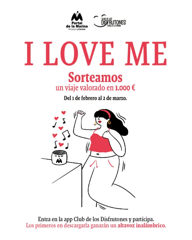 Portal de la Marina celebra el amor propio con un sorteo de 1.000 € en la app del Club de los Disfrutones 1 Imagen: Gana tus 1.000 euros para viajar al destino donde tu quieras