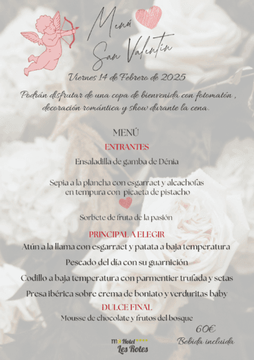 Menú de San Valentín para disfrutar del amor en Hotel les Rotes