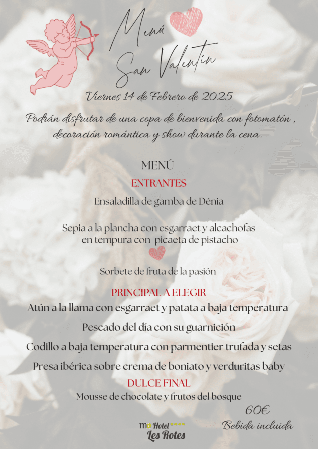 menu de san valentin para disfrutar del amor en hotel les rotes