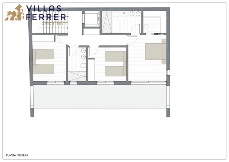 Plano general de la villa en Santa Lucía con distribución en tres plantas