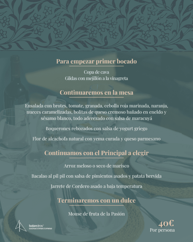 Imagen: Un menú completo para celebrar San Valentín con vistas al mar