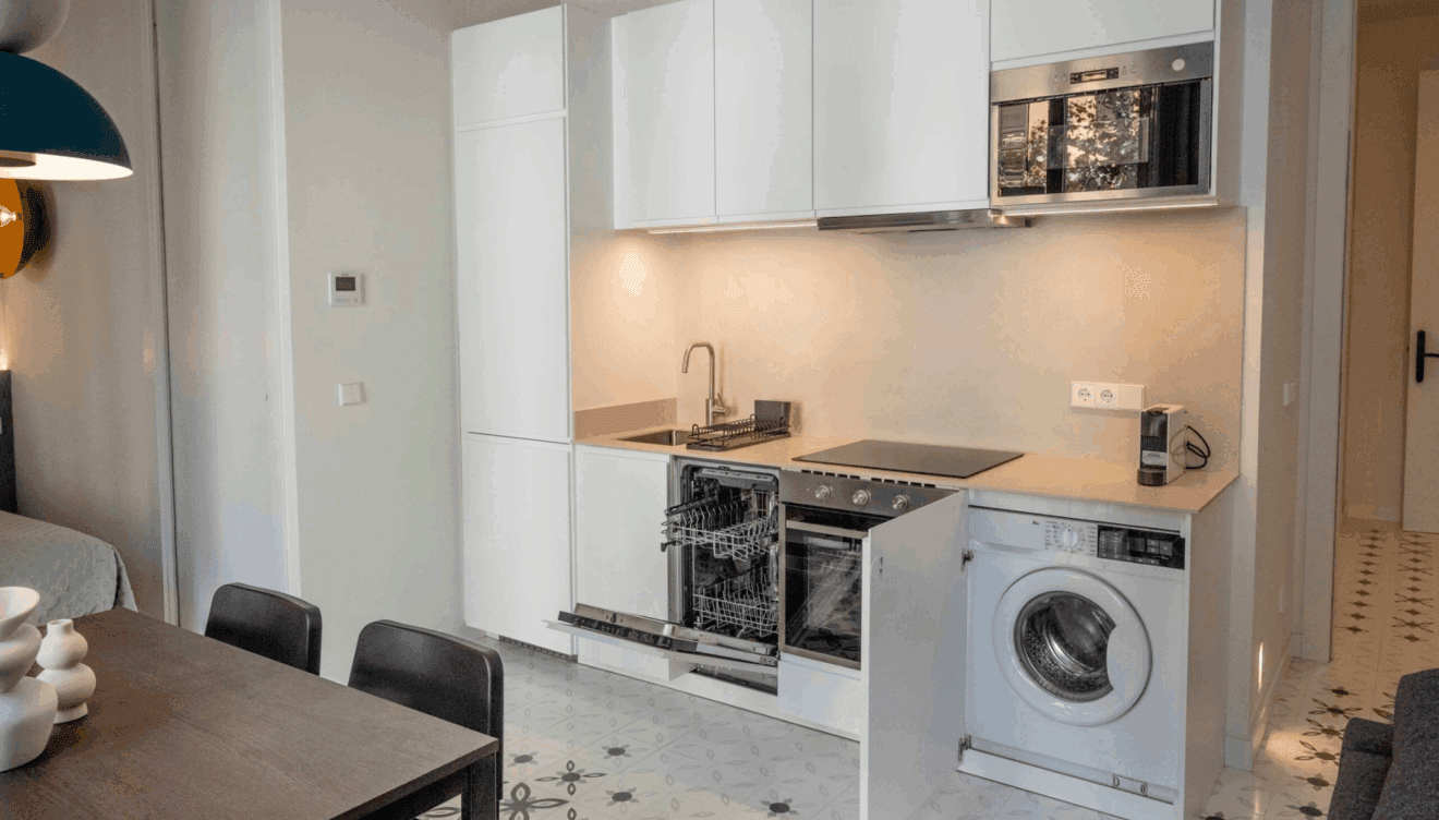 Cocina funcional para estancias flexibles