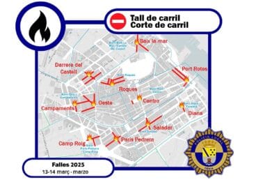 Cortes de tráfico en Dénia por las Fallas 2025