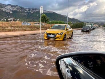 Acumulación de agua en Dénia – Imagen de la Policía Local de Dénia