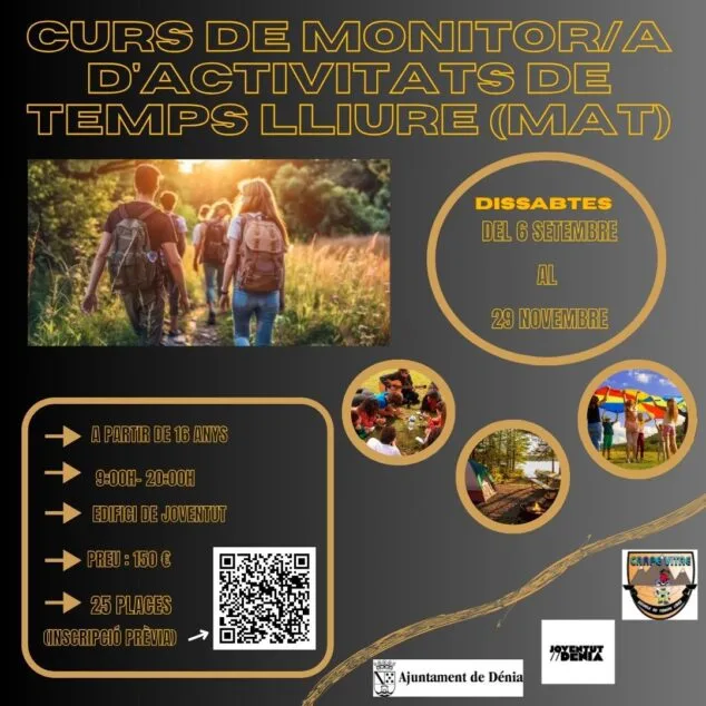 Imagen: Cartel del Curso de monitor en Dénia