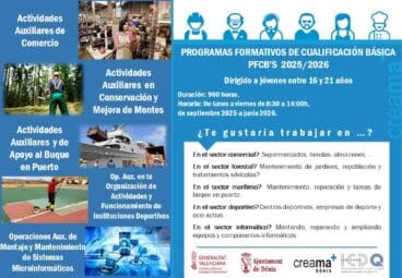 Creama-Dénia abre la matrícula de los Programas Formativos de Cualificación Básica con un nuevo itinerario adaptado a personas con diversidad funcional y cinco programas consolidados