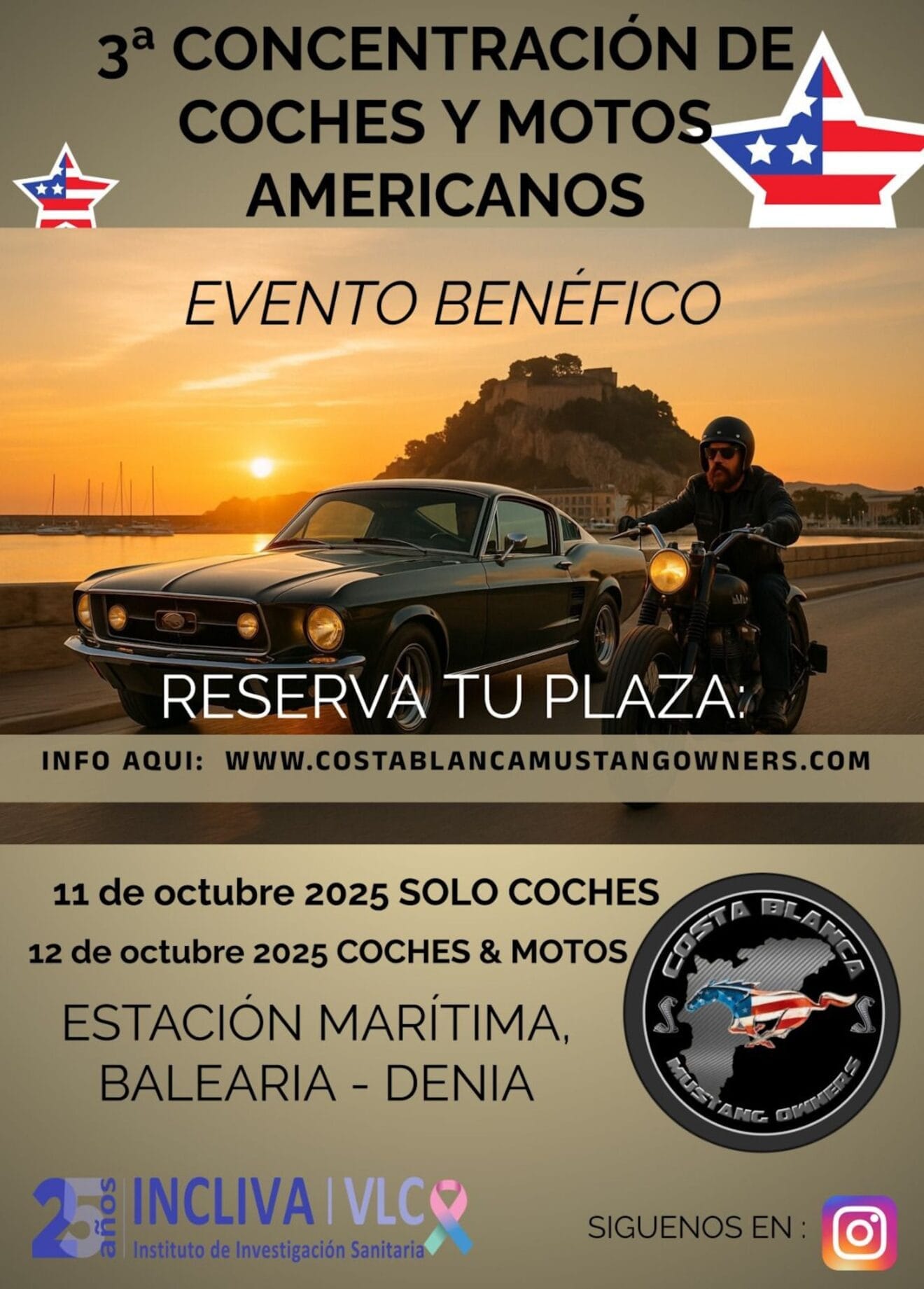 Cartel de la concentración de vehículos americados solidaria