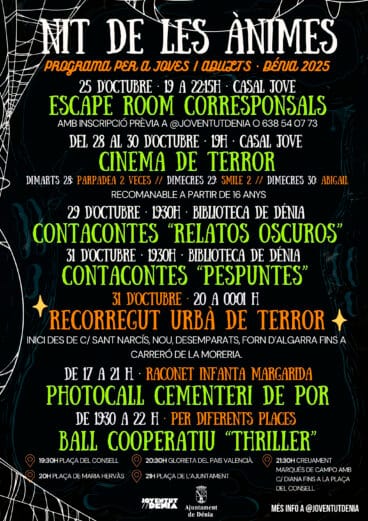 Programa de La Nit de les Ànimes 2025 en Dénia (Halloween)