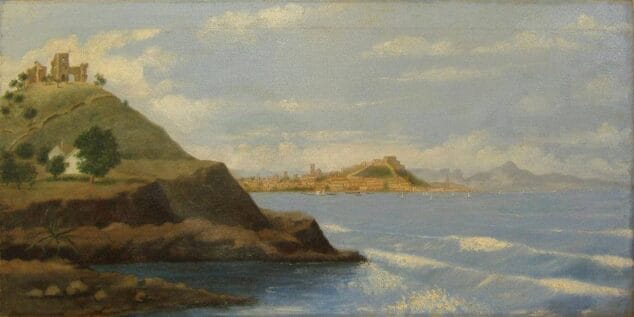 Imagen: Cuadro antiguo del Castell d'Olimbroi y el Castillo de Dénia, Dénia, principios del siglo XX.