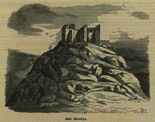 Imagen: Grabado de la Ermita de San Nicolás o Castell d'Olimbroi, Dénia, por Remigio Salomón (1851).