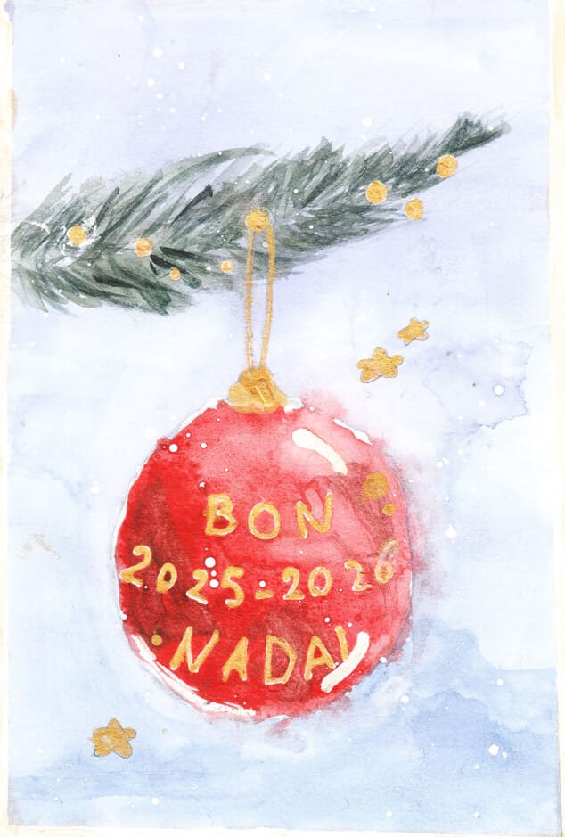 Alexandra Bukharkova, del CEIP Llebeig, gana el concurso de tarjetas de Navidad 2025 de Dénia 2 Imagen: Dibujo ganador de Alexandra Bukharkova este 2025