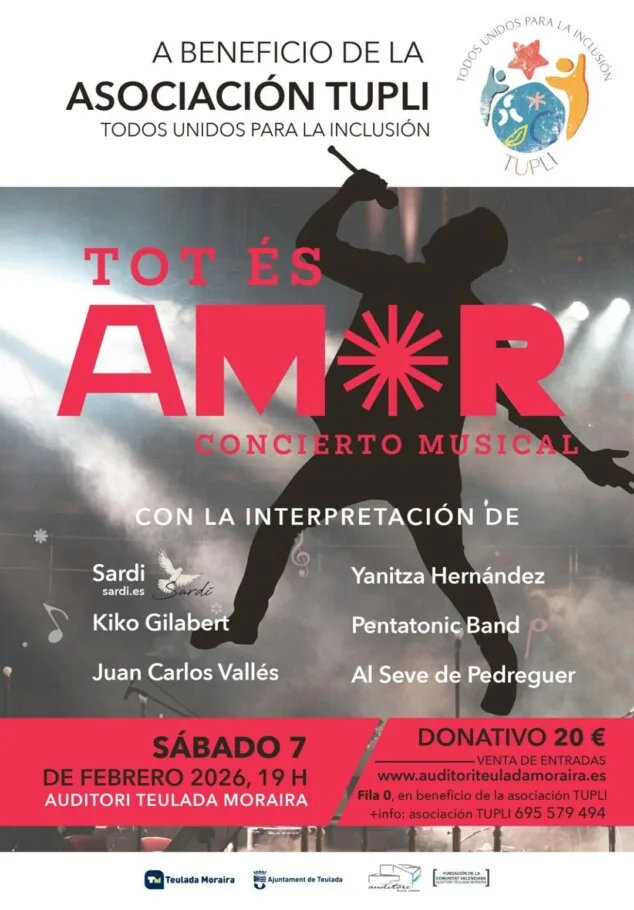 Un inicio de año para no perderse: el Auditori Teulada Moraira desvela su potente agenda cultural de enero y febrero 4 Imagen: Tot és amor, concierto musical en beneficio de Asociación Tupli