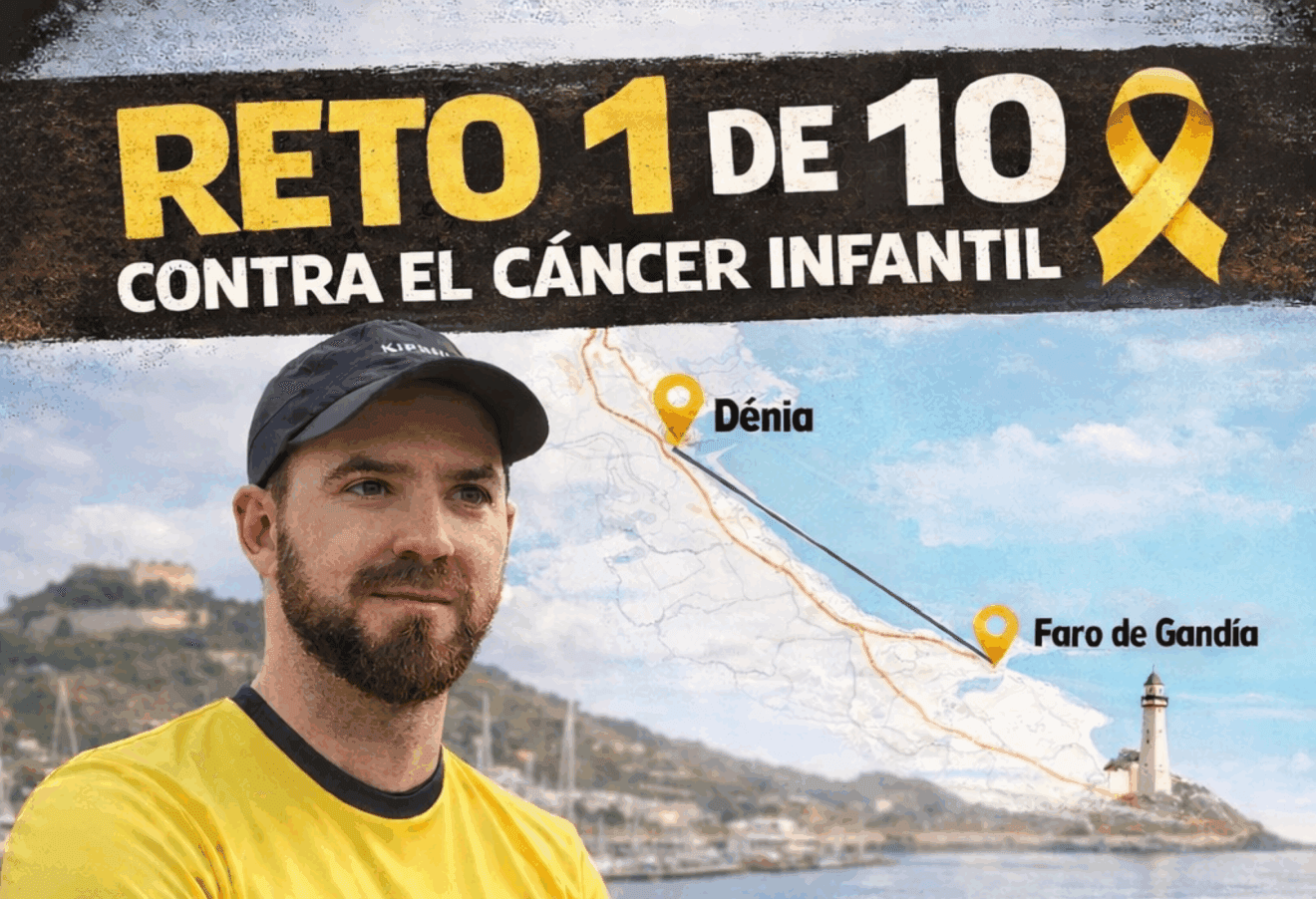 Cartel del reto contra el cáncer infantil en Dénia