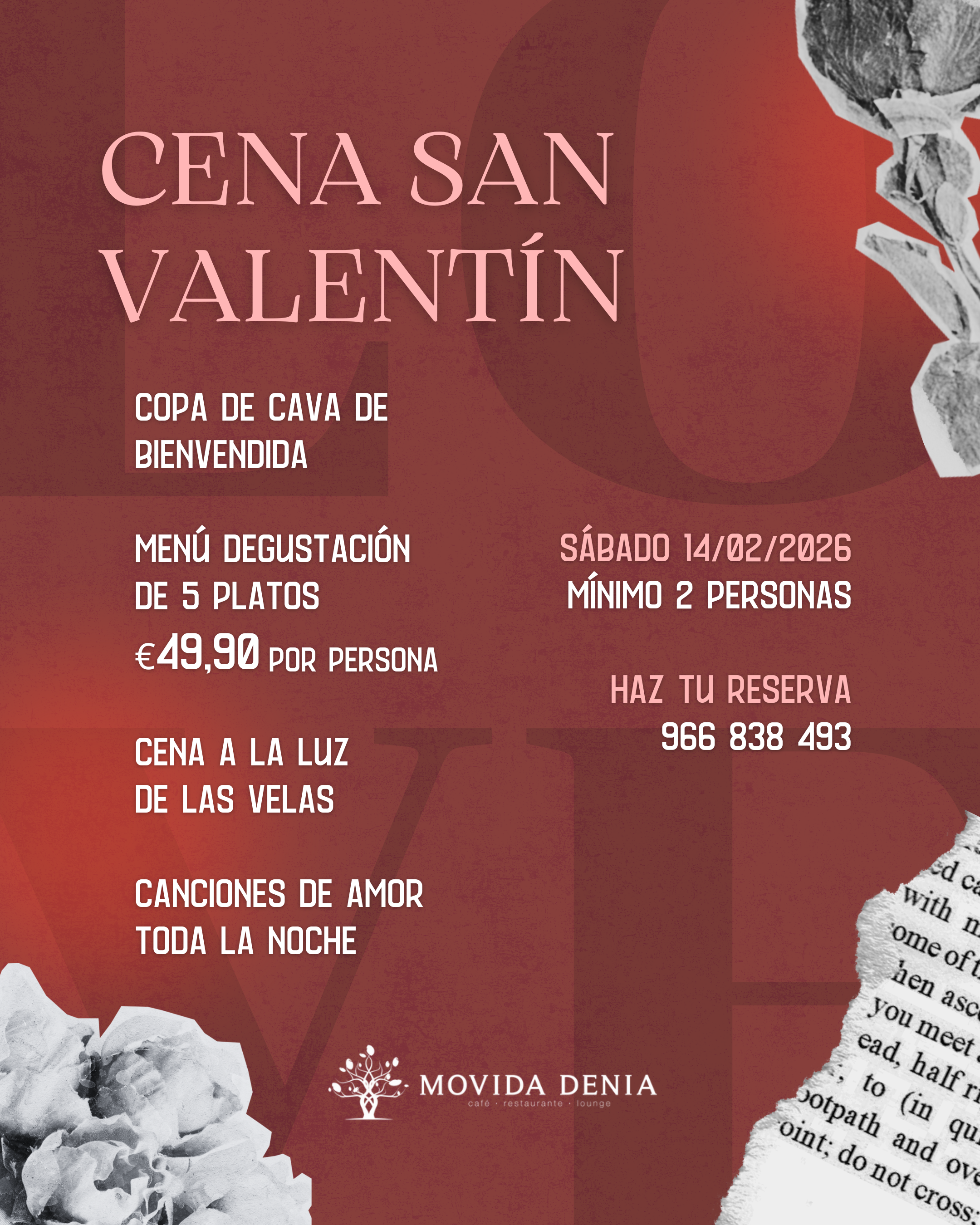 Imagen: Movida Dénia presenta su menú especial de San Valentín 2026