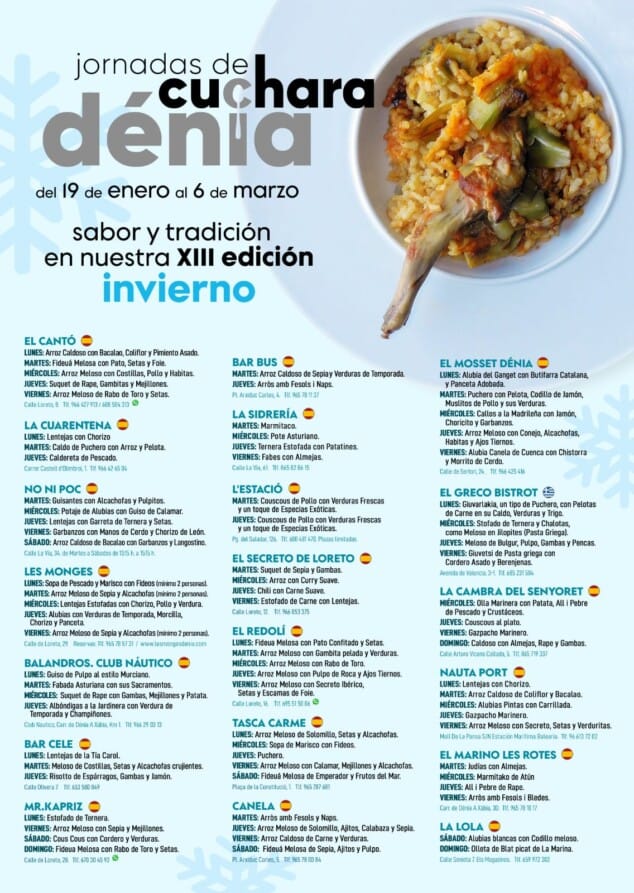 Imagen: Restaurante y platos que participan en las Jornadas de Cuchara de Invierno de Dénia este 2026