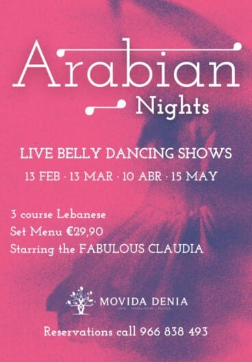 Arabian Nights con menú libanés y espectáculo de danza oriental en directo